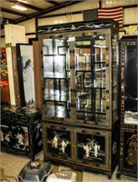 Oriental Display Cabinet - Stairstep Glass Shelves
