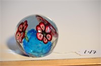 Lovely Triple Flower Murano Style Paperweight