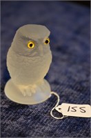 Frosted Glass Owl Paperweight