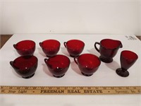 (6) Cups, Creamer and Footed Goblet