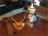 Unique Ceramic Eagle Stein, Small Antlers & More