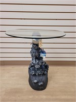 Dolphin Pair In the Waves Glass Top Table, New