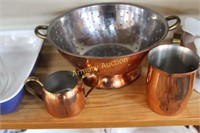 COPPER COLANDER - SUGAR - CREAMER