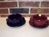 2 Sets of soup Bowls with Drip Plates