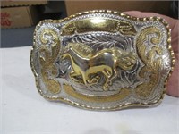 Gold & Silver Color Horse Belt Buckle