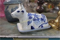 BLUE DECORATED BUTTER DISH