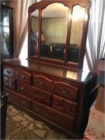Wood Dresser w/Mirror