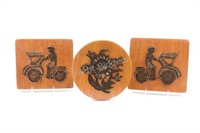 Indonesian Batik Tjap Artwork Plaques / Trivets