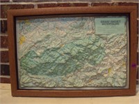 Framed 3D Smokey Mountains Park Map