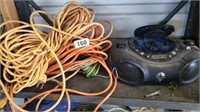 EXTENSION CORDS AND A RADIO