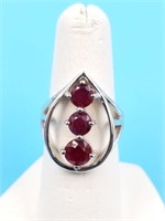 Sterling silver ring with rubies size 6 1/2