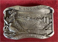 Kansas gods country belt buckle