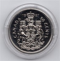 1987 Canada Specimen 50 Cents in Capsule