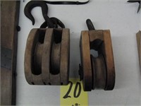 (2) Wooden Pullies