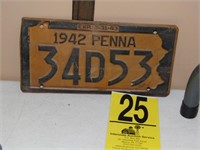 1942 Penna License Plate