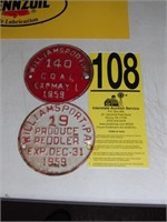 1959 Coal & Produce Porcelain Tags