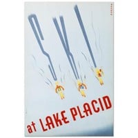 RE Society, "Ski at Lake Placid" Hand Pulled Litho
