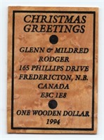 1994 Fredericton NB Wooden Dollar