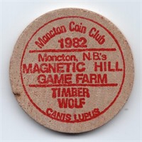 1982 Magnetic Hill Game Farm Wooden Nickel