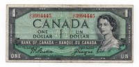 1954 Bank of Canada $1 Banknote