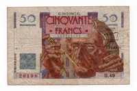 1947 France 50 Francs Banknote