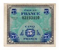 1944 France 5 Francs Banknote