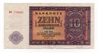 1955 Germany 10 Mark Banknote