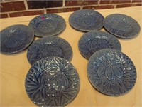 8 Blue Fruit Plates