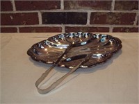 Gorham Silverplate Divided Serving Dish and Tongs
