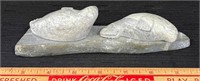 SWEET SIGNED INUIT SOAPSTONE CARVING - SEALS