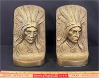 SUBSTANTIAL 1920’S SOLID BRASS BOOKEND - CHIEF
