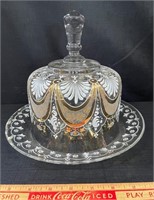 DESIRABLE EARLY ENAMELLED GLASS CHEESE BELL