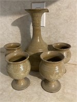 5 pc pottery drink set