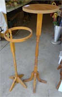 2 Wooden Pedestal Plant Stands