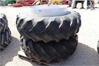 PAIR OF GOODYEAR 18.4X38 SNAP OON T RAIL DUALS