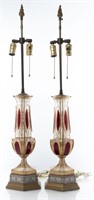 Bohemian Czech Crystal Table Lamps, Pair