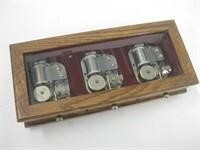Triple Music Box In Glass & Wood Case