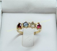 10K Yellow gold ring with 4 coloured stones