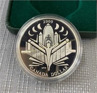 2000 Canada 925 silver proof dollar épreuve en