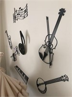 7 Pc. Musical Wall Decor/Clock, 2 Child Musician