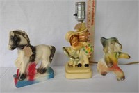 Chalkware Carnival Animals & Lamp