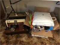 Kenmore Sewing Machine, Box of Assorted Items