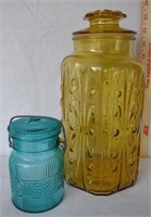 Amber & Turquoise Jars w/ Lids
