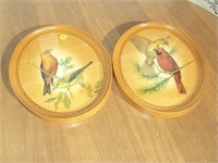 2 Vintage Oval Bird Prints in Frames