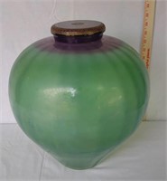 Large Glass Art Vase w/ Lid