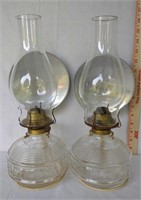 2 P&A Mfg. Co. Oil Lamps w/ Shields