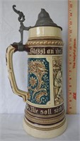 1 1/2 Liter German Beer Stein w/ Pewter Lid