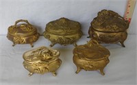 Art Nouveau Bronze Colored Cast Jewelry Boxes