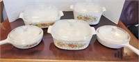 Five Piece Set of Corningware with Lids
