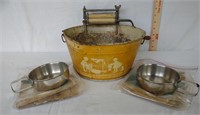 Vintage Children's Toy Wash Tub & Feeding Bowls
